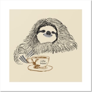 Funny Sloth likes Coffee break, Lazy Sloth Lover Posters and Art